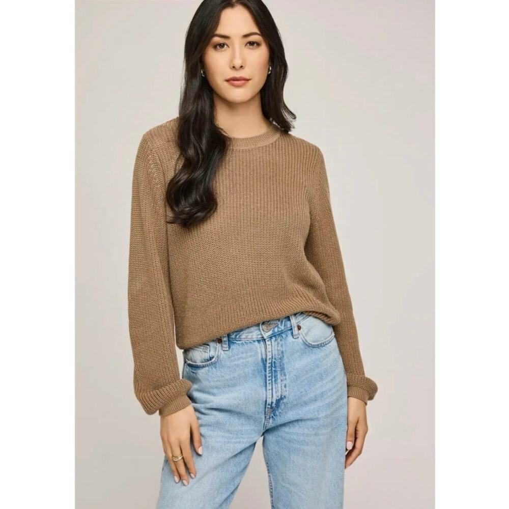 Gentle Fawn Maxine  Back Cut Out Crewneck Knit Sweater Heather Taupe New XL